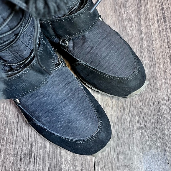 *🎉 HP 🎉Timberland | Black Leather Lace Up Fur Trim Mid-Calf Winter Boots S 7 - Picture 4 of 14